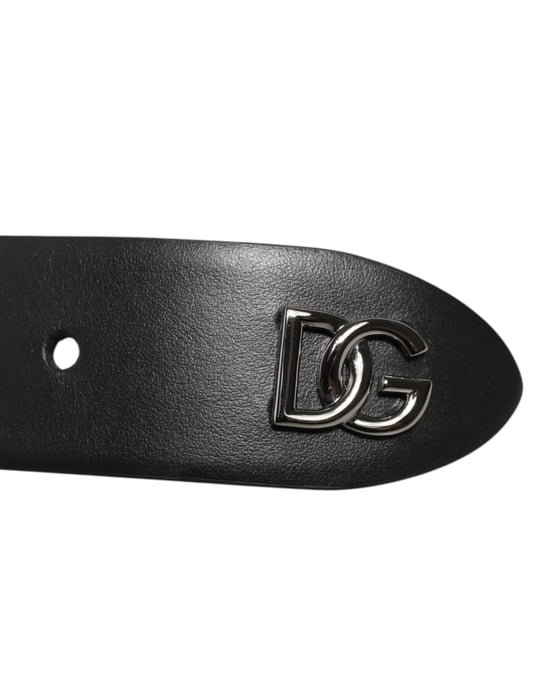 Cinturón de Cuero de Ternera Negro con Tachuelas y Hebilla de Plata de Dolce & Gabbana - Image 4