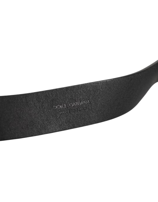 Cinturón Clásico para Hombre en Cuero Negro con Hebilla Metálica de Dolce & Gabbana - Image 3