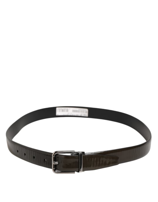 Cinturón Clásico de Cuero Marrón Brillante con Hebilla Metálica de Dolce & Gabbana - Image 5