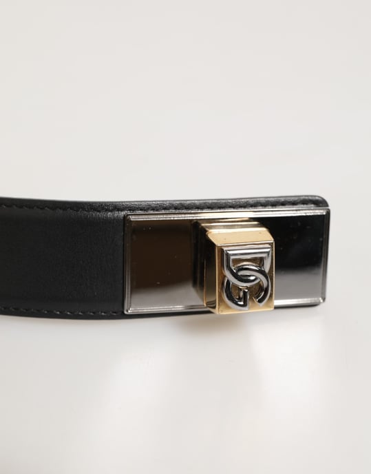 Cinturón Clásico de Cuero Negro con Hebilla Metálica de Logo de Dolce & Gabbana - Image 5