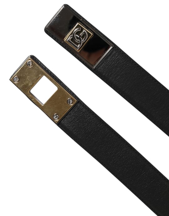 Cinturón Clásico de Cuero Negro con Hebilla Metálica de Logo de Dolce & Gabbana - Image 6