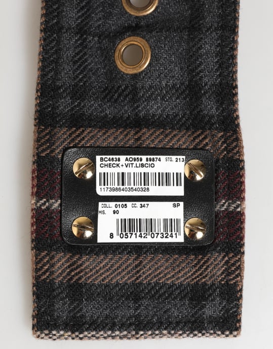 Cinturón de Hebilla de Latón con Placa de Logo de Tela a Cuadros Dolce & Gabbana - Image 3