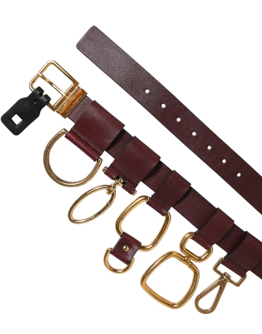 Llave de Clip de Cuero Marrón Dolce & Gabbana con Accesorios de Hebilla para Cinturón - Image 6