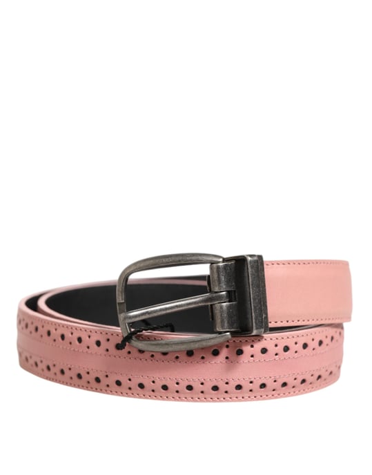 Cinturón de Cuero Rosa con Detalles Perforados y Hebilla de Dolce & Gabbana - Image 2