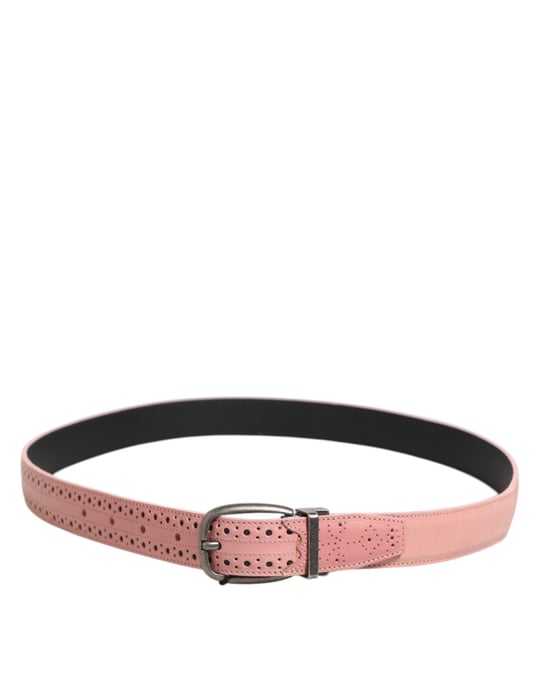 Cinturón de Cuero Rosa con Detalles Perforados y Hebilla de Dolce & Gabbana - Image 3
