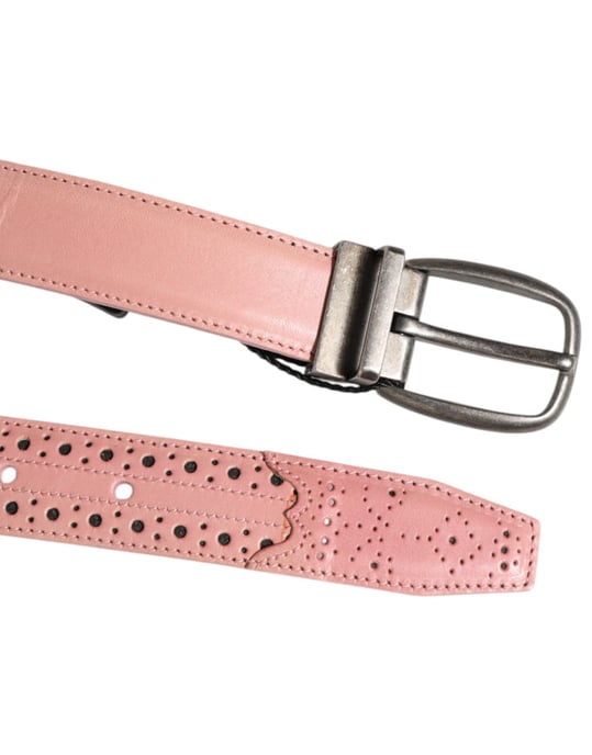 Cinturón de Cuero Rosa con Detalles Perforados y Hebilla de Dolce & Gabbana - Image 5