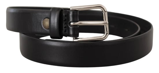 Cinturón de piel de ternera negra con hebilla de logo en tono plateado de Dolce & Gabbana - Image 2