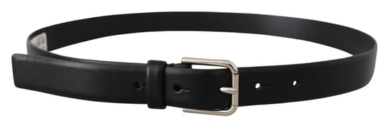 Cinturón de piel de ternera negra con hebilla de logo en tono plateado de Dolce & Gabbana - Image 3
