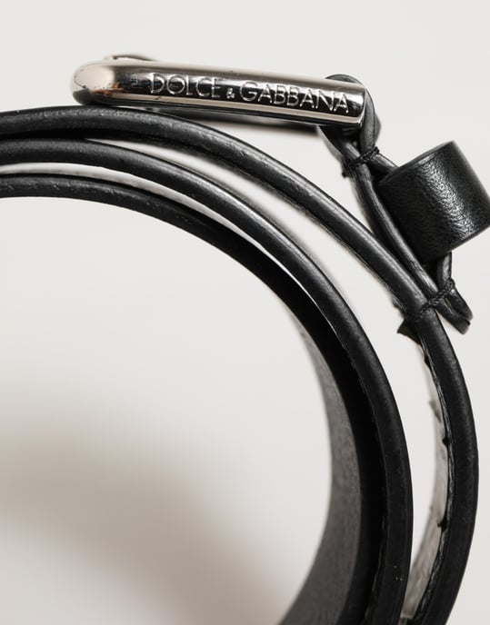 Cinturón Clásico de Cuero Negro con Hebilla de Metal Logo Dolce & Gabbana - Image 3
