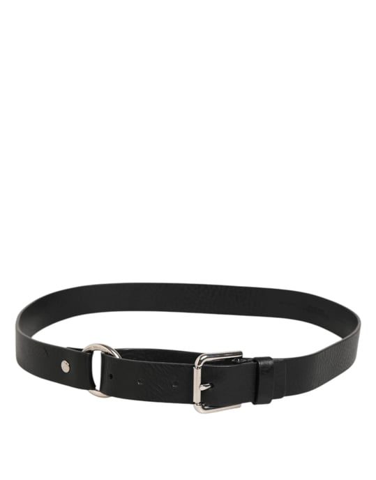 Cinturón Clásico de Cuero Negro con Hebilla de Metal Logo Dolce & Gabbana - Image 5