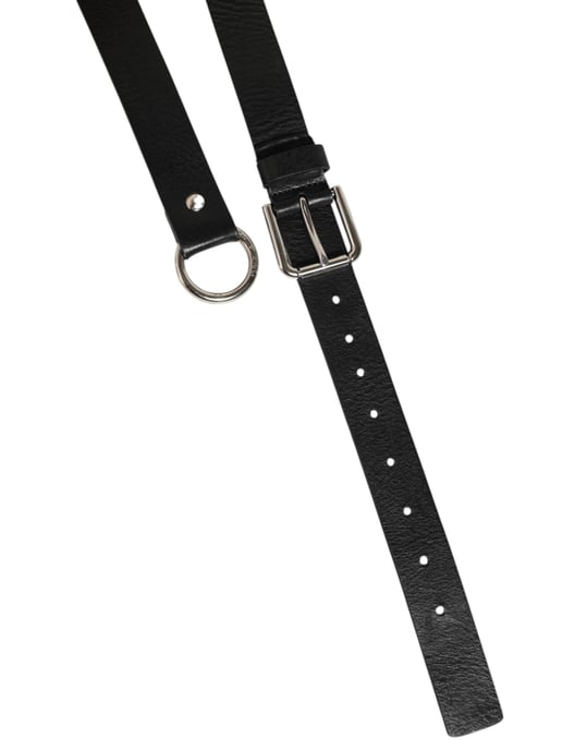 Cinturón Clásico de Cuero Negro con Hebilla de Metal Logo Dolce & Gabbana - Image 6