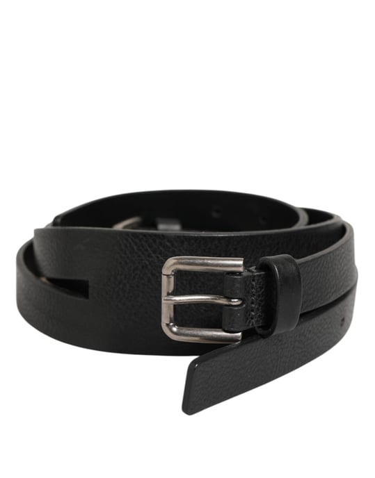 Cinturón de Cuero Negro con Doble Correa y Hebilla Dorada de Dolce & Gabbana - Image 2