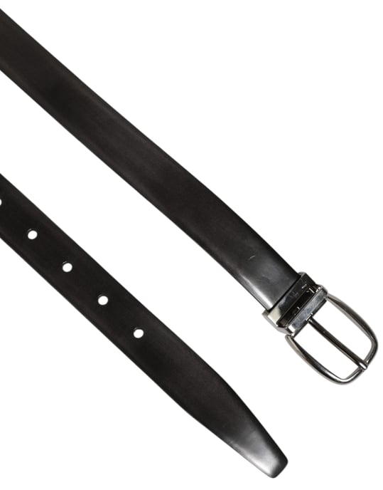 Cinturón de Cuero Negro Clásico con Hebilla en Tono Plateado de Dolce & Gabbana - Image 4