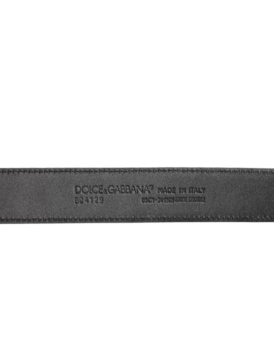 Cinturón de cuero exótico negro con hebilla de metal y logo de Dolce & Gabbana - Image 4