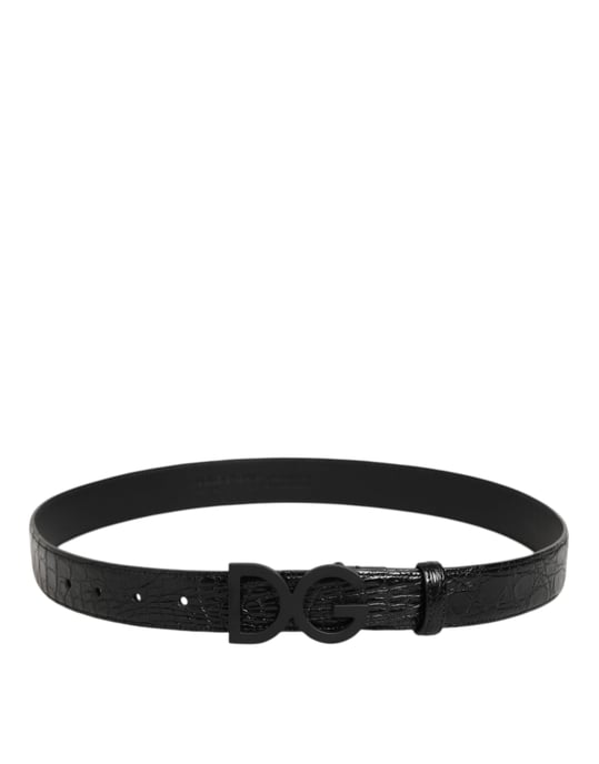 Cinturón de cuero exótico negro con hebilla de metal y logo de Dolce & Gabbana - Image 5