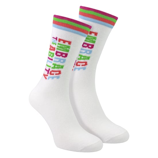 Calcetines de algodón para hombre Mencap | Regalo divertido con eslogan de rayas coloridas - Image 1