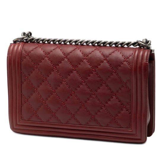 Bolso de hombro Boy Flap acolchado mediano de piel de cordero, de segunda mano, con doble costura - Image 2