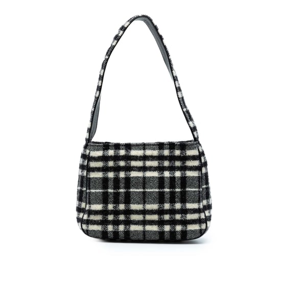 Bolso de hombro de lana con estampado a cuadros vintage de segunda mano - Image 1