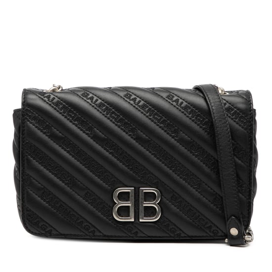 Billetera de cadena Bb en cuero estampado con logotipo, de segunda mano - Image 1