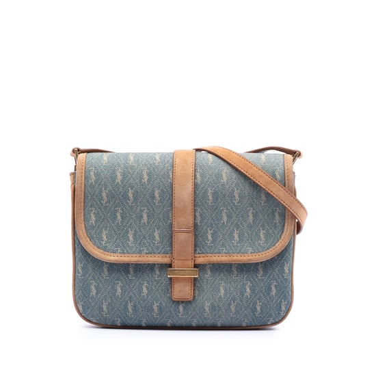 Bolso Cruzado de Denim Monograma Todo en Uno con Detalles de Ante de Segunda Mano - Image 1