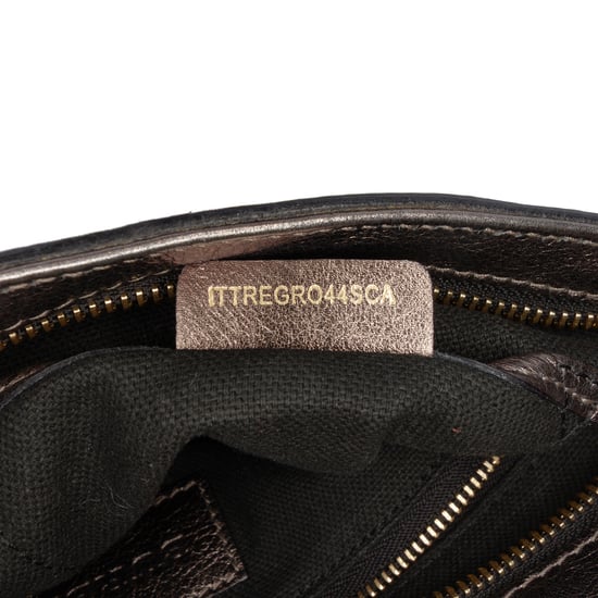 Bolso cruzado de lona con estampado Supernova y cuero metálico de segunda mano - Image 6