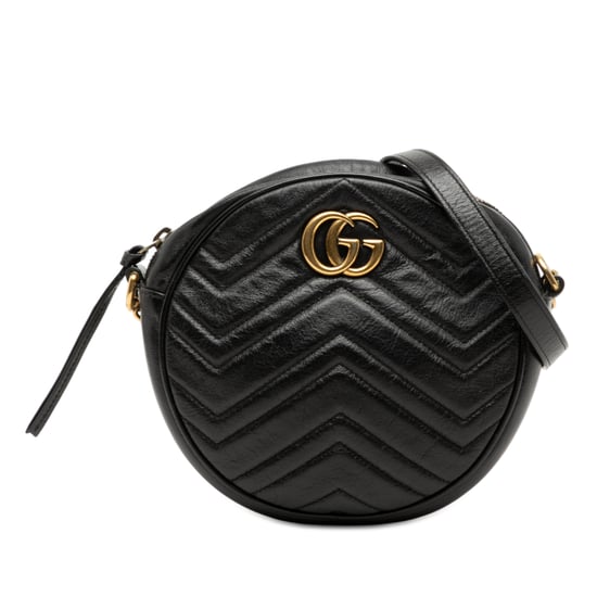 Mini Gg Marmont Matelassé de Cuero de Segunda Mano Bolso Cruzado Redondo - Image 1