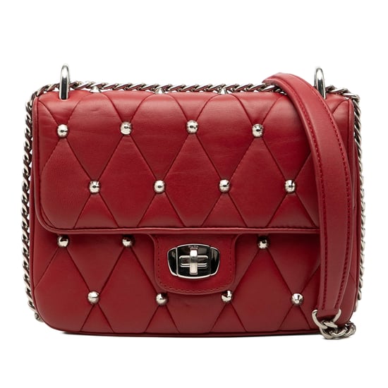 Cartera de hombro de cuero matelassé con tachuelas de segunda mano - Image 1