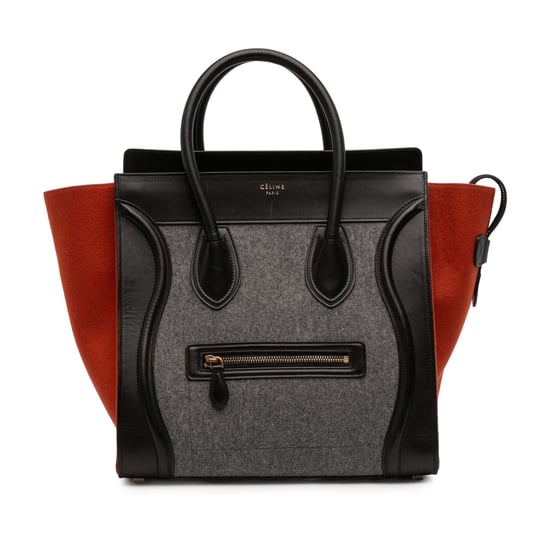Bolso de viaje de lana de fieltro tricolor y piel de ternera de segunda mano - Image 1