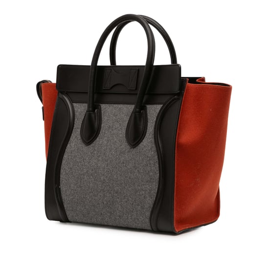 Bolso de viaje de lana de fieltro tricolor y piel de ternera de segunda mano - Image 2