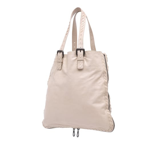 Bolso Tote de Cuero Intrecciato de Segunda Mano con Cierre Lateral - Image 2