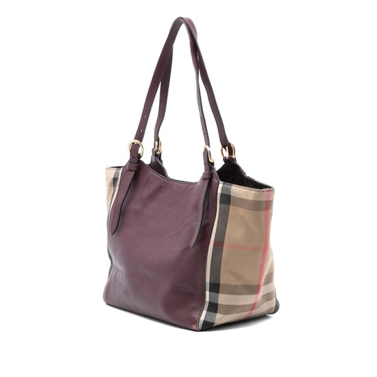 Bolso Canterbury de lona con cuadro escocés y cuero pequeño de segunda mano - Image 2