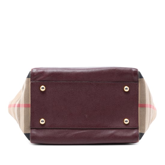 Bolso Canterbury de lona con cuadro escocés y cuero pequeño de segunda mano - Image 3