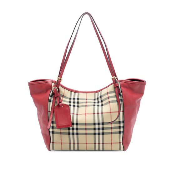 Tote Canterbury de Lona y Cuero con Estampado Haymarket Pequeño de Segunda Mano - Image 1