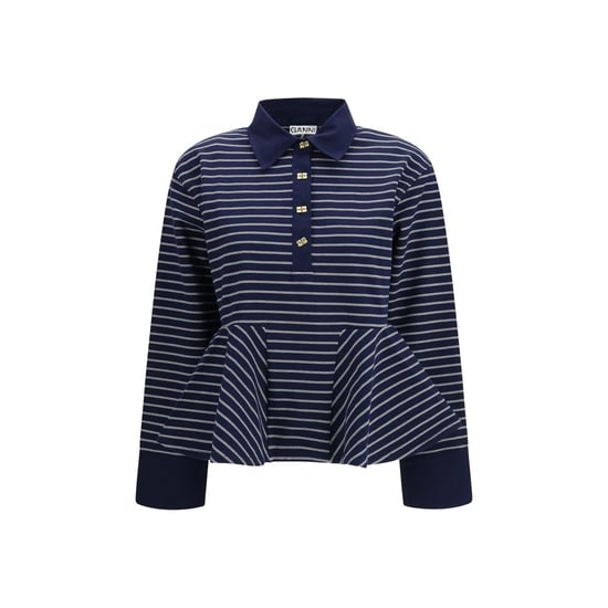 Camisa Polo de Algodón Azul de Ganni - Image 1