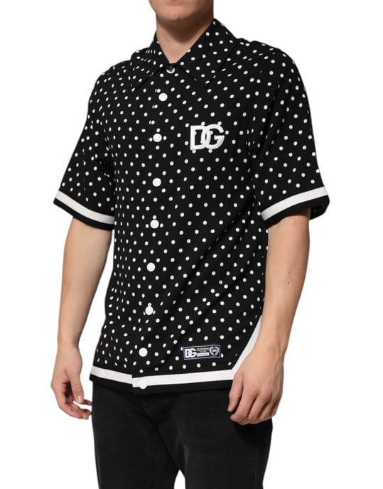 Polo de manga corta de color negro con estampado de lunares de Dolce & Gabbana - Image 3