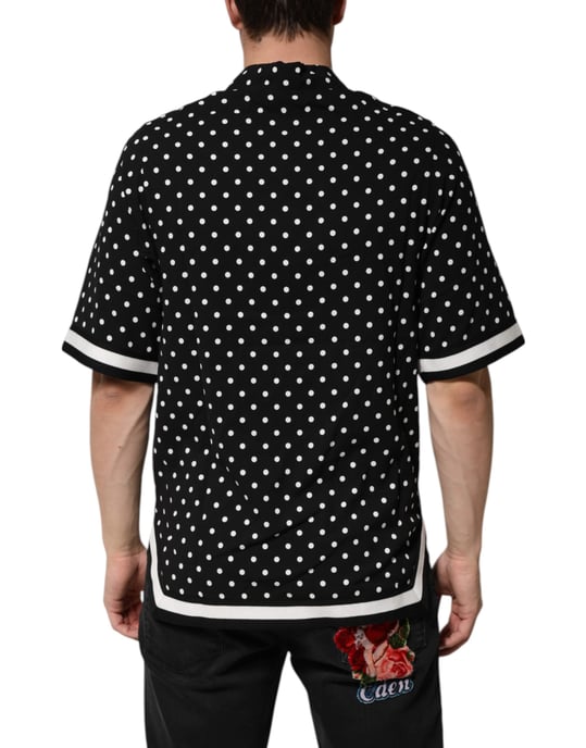 Polo de manga corta de color negro con estampado de lunares de Dolce & Gabbana - Image 4