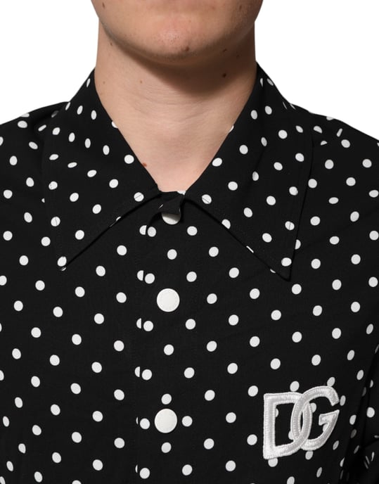 Polo de manga corta de color negro con estampado de lunares de Dolce & Gabbana - Image 5