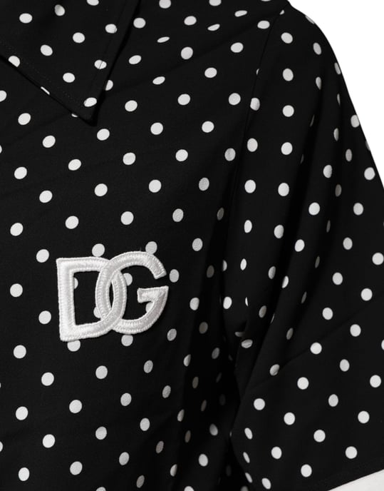 Polo de manga corta de color negro con estampado de lunares de Dolce & Gabbana - Image 6