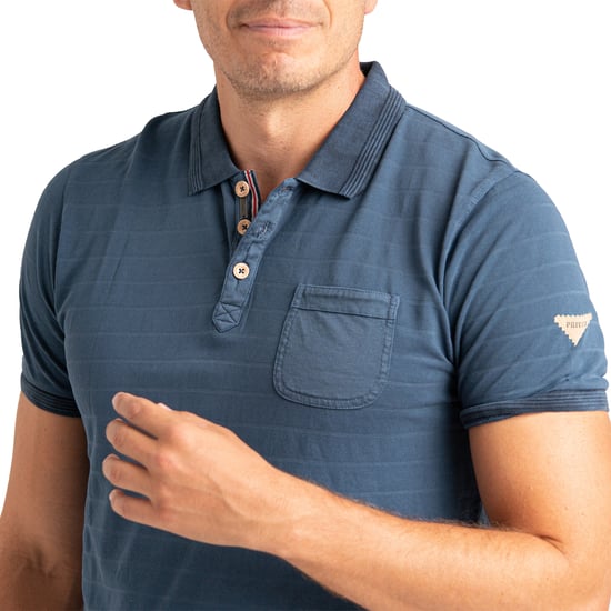 Camisa Polo de Manga Corta para Hombre en Algodón Rayado con Bolsillo PRI2635 - Image 2