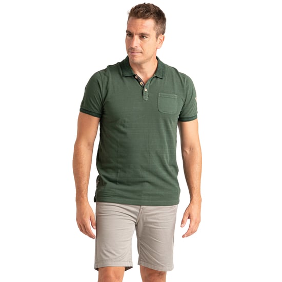 Camisa Polo de Manga Corta para Hombre en Algodón Rayado con Bolsillo PRI2635 - Image 1