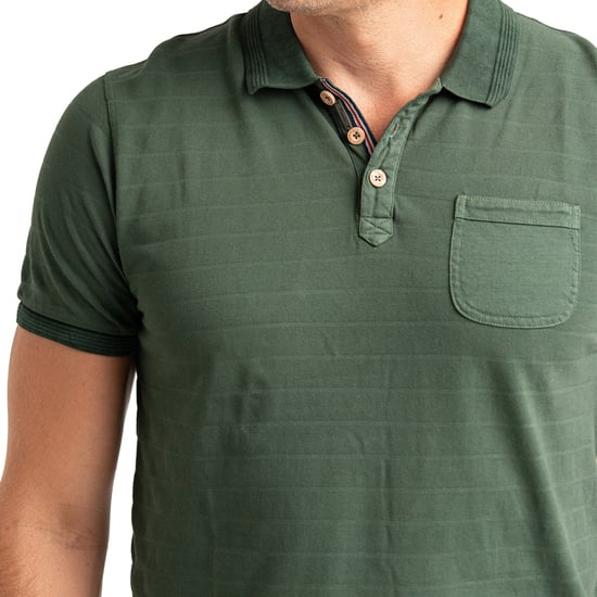 Camisa Polo de Manga Corta para Hombre en Algodón Rayado con Bolsillo PRI2635 - Image 2