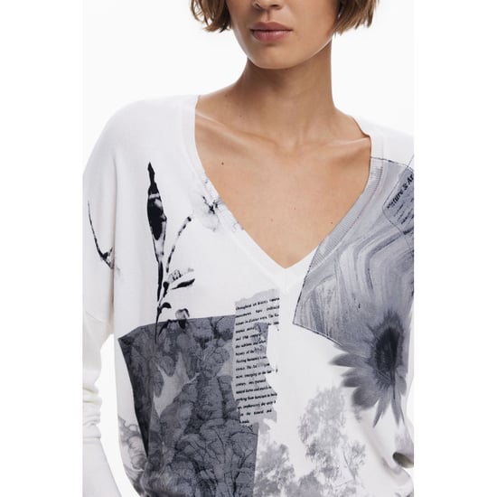 Jersey de Viscosa Blanca Desigual para Mujeres - Image 3