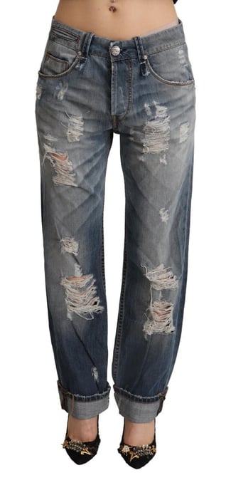 Jeans Boyfriend Desgastados con Roturas - Image 1