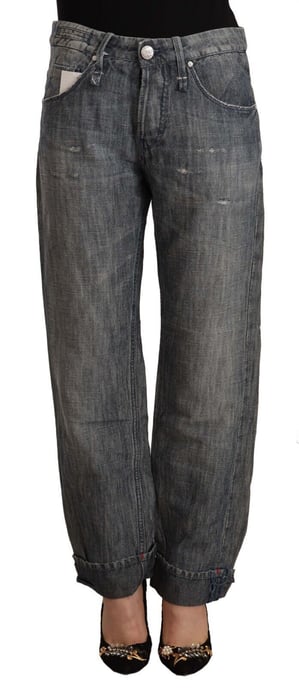 Jeans de corte relajado con dobladillo en forma de taza y desgastados - Image 1