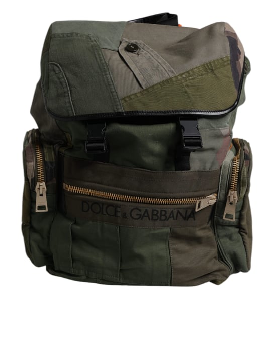 Mochila de viaje de parches en verde militar - Image 1