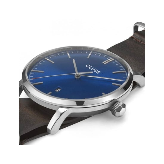 Reloj de vestir de cuero marrón Cluse - Image 3