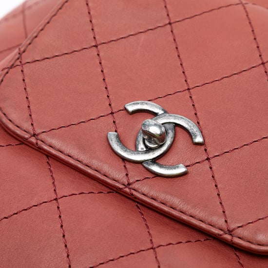 Mochila urbana de lujo de cuero de ternera cosido mediana de segunda mano con cordón - Image 6