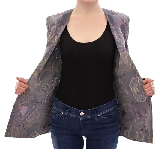 Blazer de Brocado Floral con Mangas Largas y Escote en V - Image 6