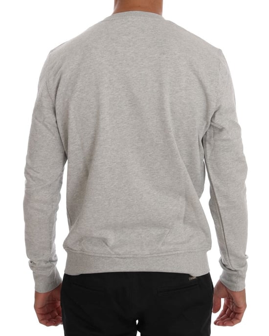 Suéter de punto gris de algodón con cuello redondo Frankie Morello - Image 3
