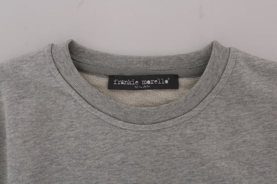 Suéter de punto gris de algodón con cuello redondo Frankie Morello - Image 5